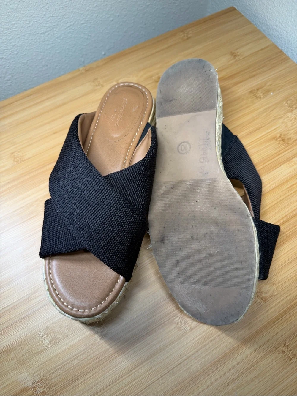 Universal Thread Black Desi Platform Espadrille Crisscross Sandals Size 10